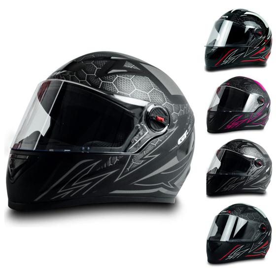Imagem de Capacete Fechado GT2 Preto Fosco Rosa Vermelho Fosco E Brilhante Com Narigueira E Espuma Com Densidade D28 FW3
