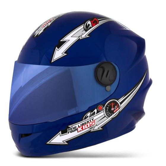 Imagem de Capacete Fechado Integral Infantil New 4 Kids Unissex Crianças Passeio Seguro Visor Azul Pro Tork