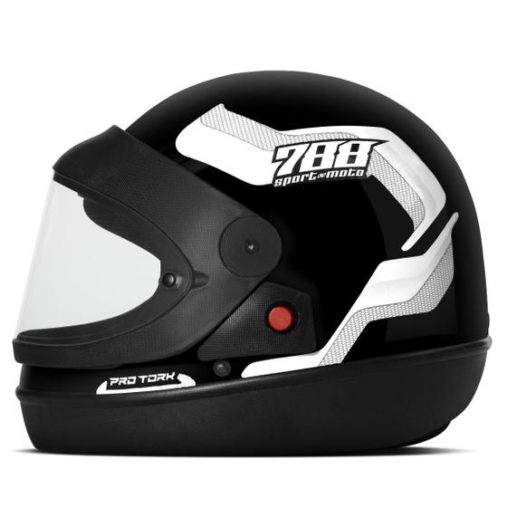 Imagem de Capacete Fechado Integral Masculino Feminino Sport Moto Pro Tork Viseira Transparente Tam. 56 58 60