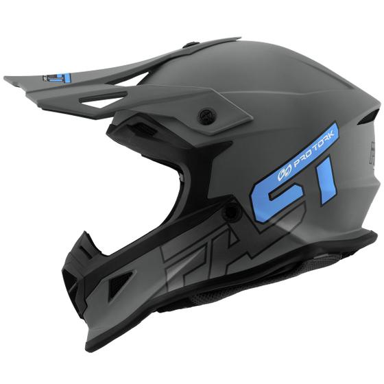 Imagem de Capacete Fechado Motocross Off Road Pro Tork Fast 788 Grey Fosco Esportivo