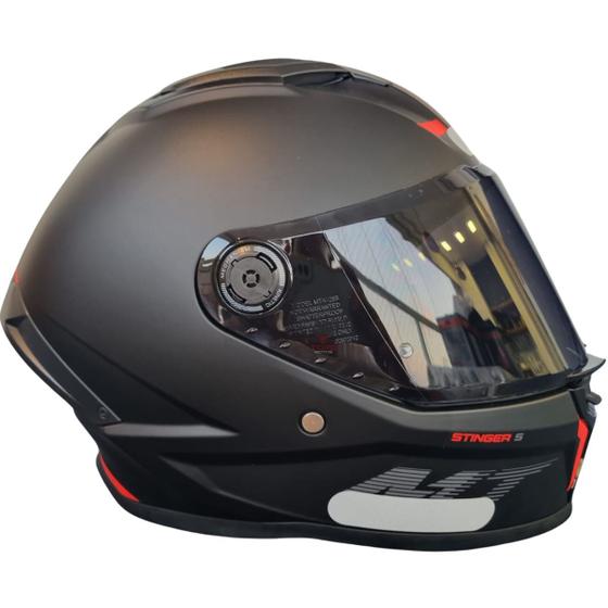 Imagem de Capacete Fechado Mt Stinger 2 Preto Fosco Solid A1 +Vis Fumê