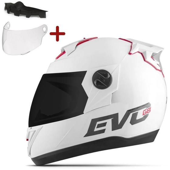 Imagem de Capacete Fechado Pro Tork Evo G8 Solid Viseira Cristal + Fume Evolution Moto Preto Fosco Branco