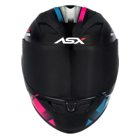 Imagem de Capacete Feminino Asx City Start Preto Turquesa Rosa Esportivo Fechado Moto