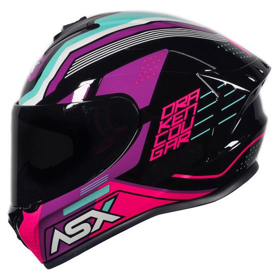 Imagem de Capacete Feminino ASX Draken Cougar Rosa e Tiffany Brilhante