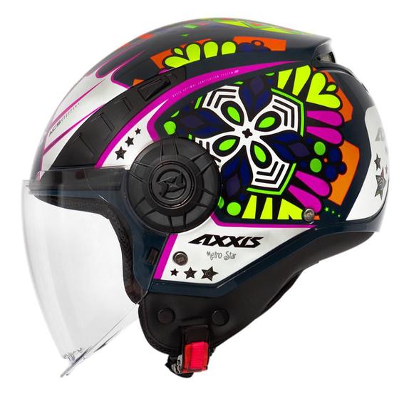 Imagem de Capacete Feminino Axxis Aberto Metro Star A0 Rosa Moto