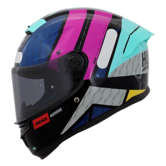 Imagem de Capacete Feminino Axxis Hummer B Flex E8 Preto Rosa Azul