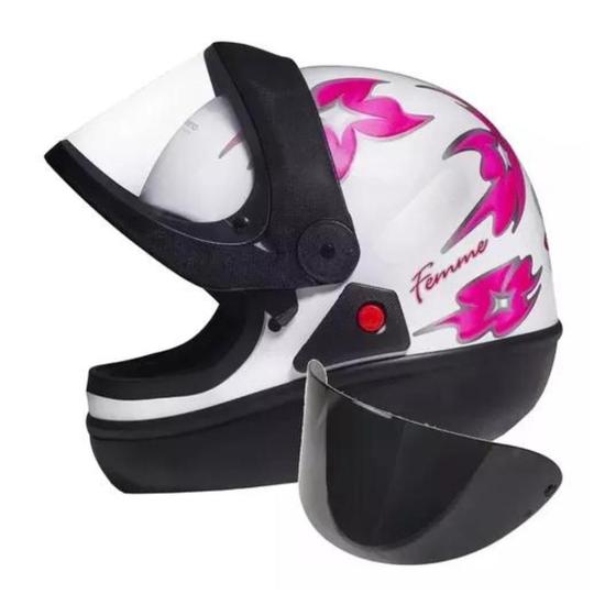 Imagem de Capacete Feminino Branco San Marino Branco Mais Viseira Extra Fumê 2.2