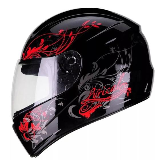 Imagem de Capacete Feminino Fly F9 Lyrical Preto Brilhante Vermelho