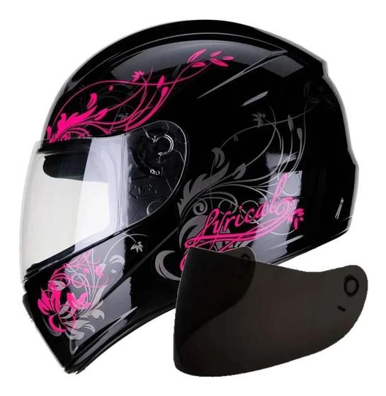 Imagem de Capacete Feminino Fly F9 Lyrical Rosa Com Viseira Fume Extra