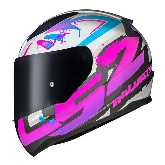 Imagem de Capacete Feminino LS2 FF353 Rapid Tagline Branco e Rosa Brilhante