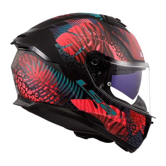 Imagem de Capacete Feminino LS2 Stream 2 FF808 Jungle Preto Rosa e Azul Fosco