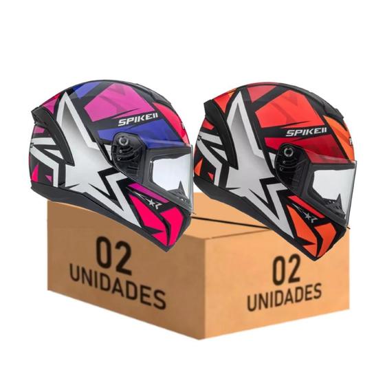 Imagem de Capacete Feminino Masculino Peels Spike Il 1st Rosa e Vermelho Kit 2 Unidades