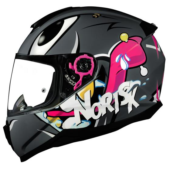 Imagem de Capacete Feminino Norisk Razor Mad Cinza Moto Fechado