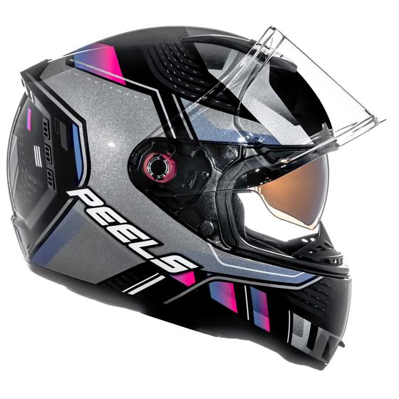 Imagem de Capacete Feminino Peels Icon Force Roxo Oculos Interno Moto