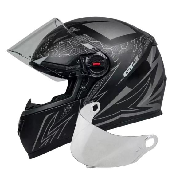 Imagem de Capacete Fw3 Fechado Gt2 Preto Fosco Mais Viseira Cristal 2.2mm