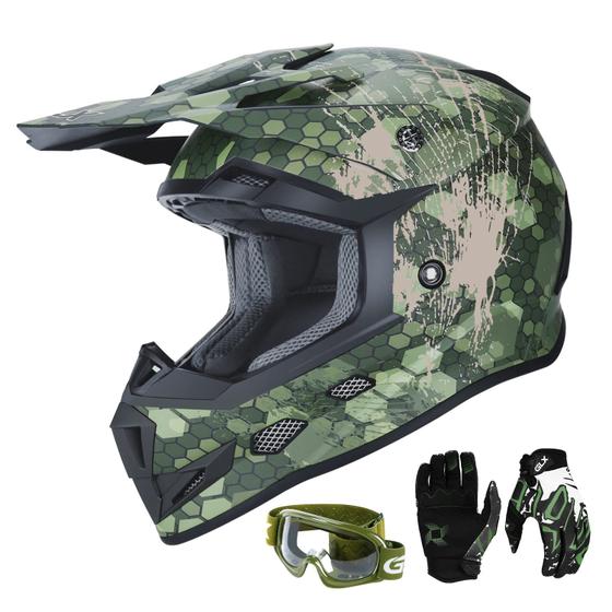 Imagem de Capacete GLX GX623 DOT Infantil para ATV e Off-Road - Camuflado