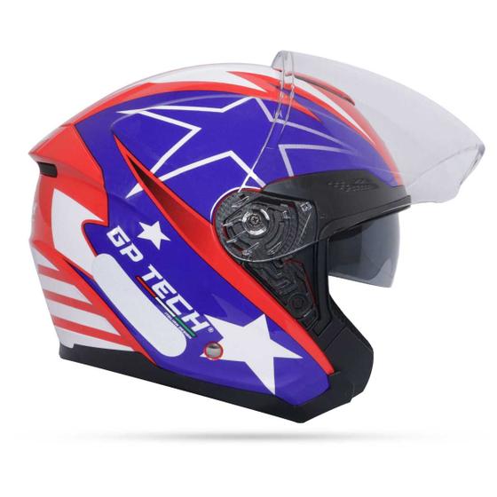 Imagem de Capacete Gp Tech Aberto Usa Azul/Vermelho