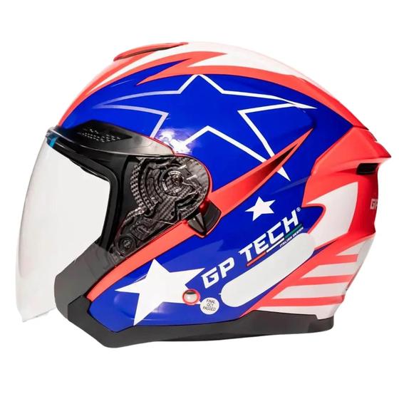 Imagem de Capacete Gp Tech Of669 Usa Aberto Masculino Feminino