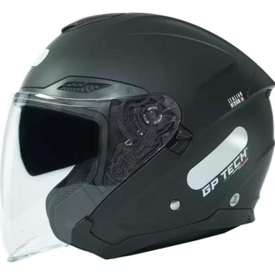 Imagem de Capacete gp tech open of669 mono fosco preto n61 - masculino - feminino - motoqueiro - motociclista - urbano - oculos - intercomunicador