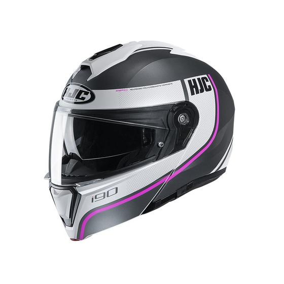 Imagem de Capacete Hjc I90 Davan Preto Branco E Rosa 55