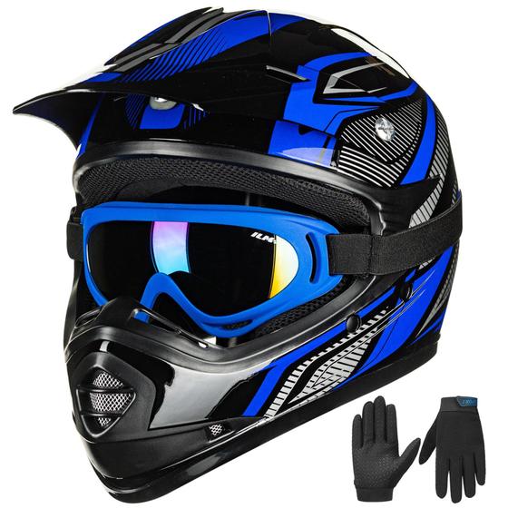 Imagem de Capacete ILM Youth Kids ATV Motocross B07 azul/prata DOT