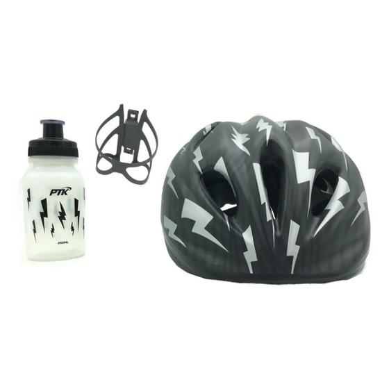 Imagem de Capacete Infantil Ciclismo Bicicleta Ptk Kids C/garrafa 250ml Raio Prata