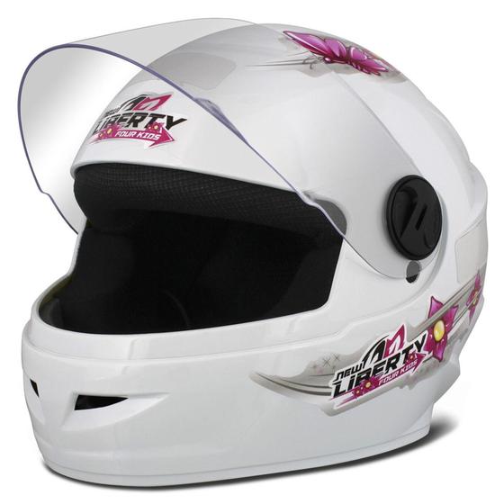 Imagem de Capacete Infantil Fechado Pro Tork Liberty For Kids Branco e Rosa