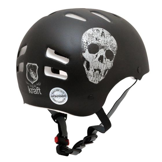 Imagem de Capacete Infantil Kraft Bike Caveira Preto Skate NBR16175