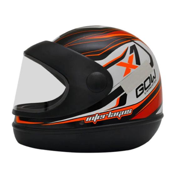 Capacete Interlagos ( tamanho 56 ) Laranja com vermelho X1 - Gow ...