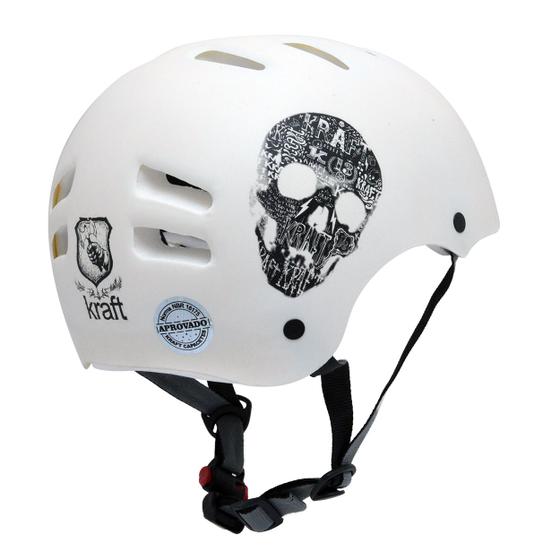 Imagem de Capacete Kraft Bike Caveira Branco P Skate Patins - NBR16175