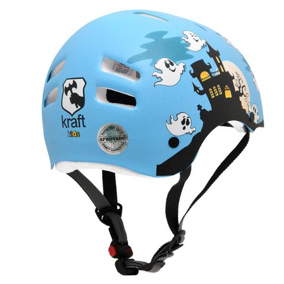 Imagem de Capacete Kraft Bike Fantasminha Azul P Sktae Patins NBR16175