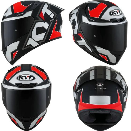 Imagem de Capacete kyt fechado tt-course electron grey red speed fosco