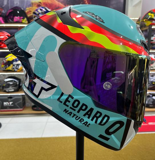 Imagem de Capacete kyt tt course leopard jaume masia + aerofolio + viseira colorida