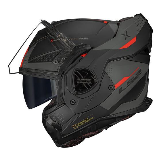 Imagem de Capacete Ls2 Advant X - Oblivion Preto Titanium e Vermelho