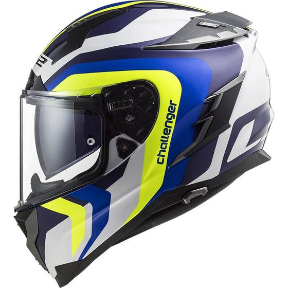 Imagem de Capacete ls2 challenger ff327 - óculos interno - carbono - super leve - galactic wht/ylw/blue 58/m masculino e feminino