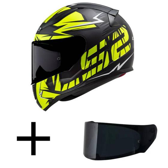 Imagem de Capacete LS2 FF353 Rapid Cromo Preto e Amarelo Fosco Mais Viseira Fumê