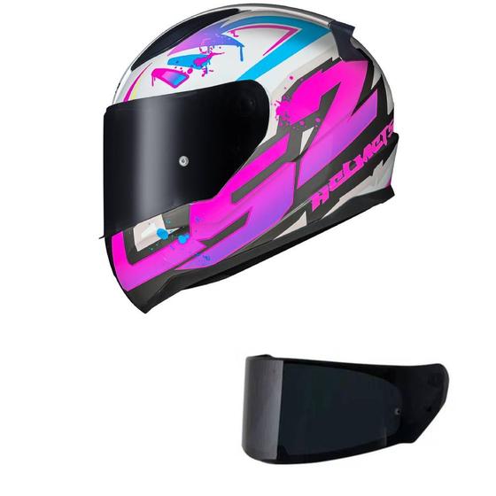 Imagem de Capacete LS2 FF353 Rapid Tagline Branco e Rosa Mais Viseira Fumê