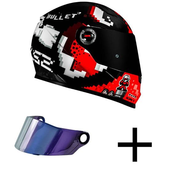 Imagem de Capacete LS2 FF358 Bullet Preto e Vermelho Brilhante Mais Viseira Camaleão