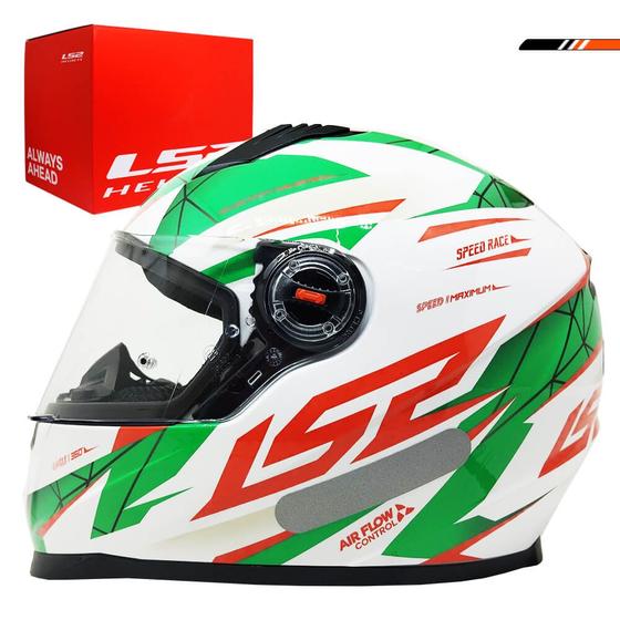 Imagem de Capacete Ls2 Ff358 Classic Draze Branco/Verde/Vermelho