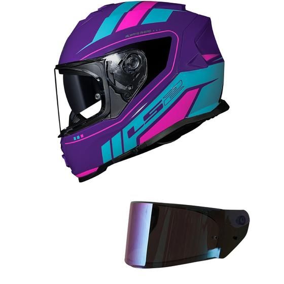 Imagem de Capacete LS2 FF800 Storm Fist Roxo e Azul Mais Viseira Camaleão