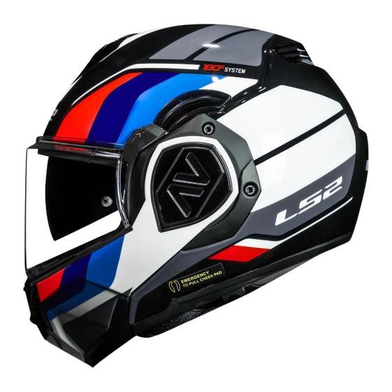 Imagem de Capacete ls2 ff906 advant sport blk/blu/red/white 60/l - 180 graus - masculino - feminino - óculos interno - valiant