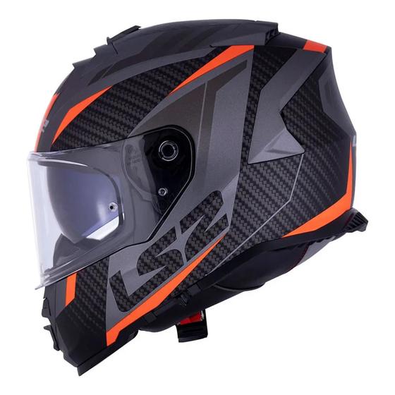 Imagem de Capacete LS2 Storm FF800 Racer Titanio/Laranja (Com Viseira Solar)