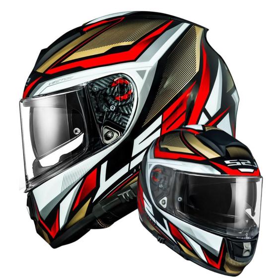 Imagem de Capacete ls2 vector evo ff397 rider silver/gold/red 64/xxl - masculino - feminino - óculos solar interno 