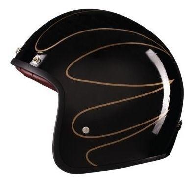 Imagem de Capacete Lucca Custom Mud Glossy Black Golden Com Viseira