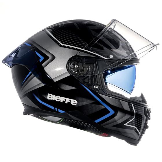 Imagem de Capacete Masculino Bieffe B-Fast Strak Azul Esportivo Moto