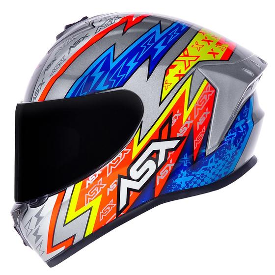 Imagem de Capacete Masculino Fechado Asx Draken Thunder Prata Moto