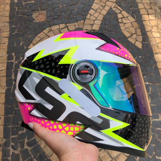 Imagem de Capacete Masculino Ls2 Ff358 Speedy Branco Rosa Fechado Moto