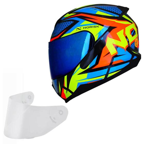 Imagem de Capacete Masculino Norisk Razor Sharp Moto Viseira Azul