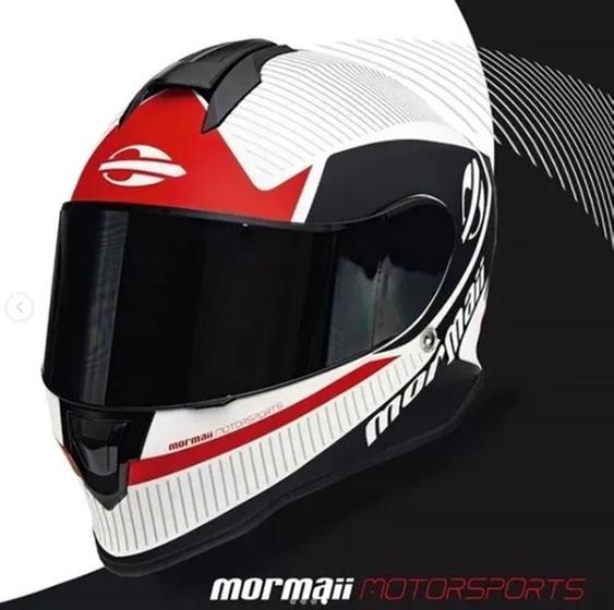 Imagem de Capacete Mormaii Novo M1 Streak Branco Vermelho Fosco