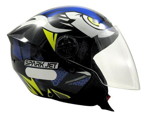 Imagem de Capacete Moto Aberto Ebf Spark Jet Dragon Brilhante